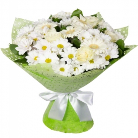  Marmaris Çiçekçiler Papatya Gerbera Beyaz Gül Buketi