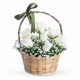  Marmaris Çiçekçi Sepette beyaz güller
