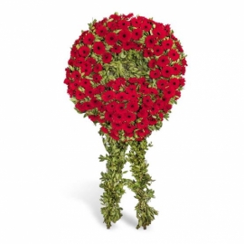  Marmaris Çiçek Gönder Kırmızı Gerbera Cenaze Çelengi