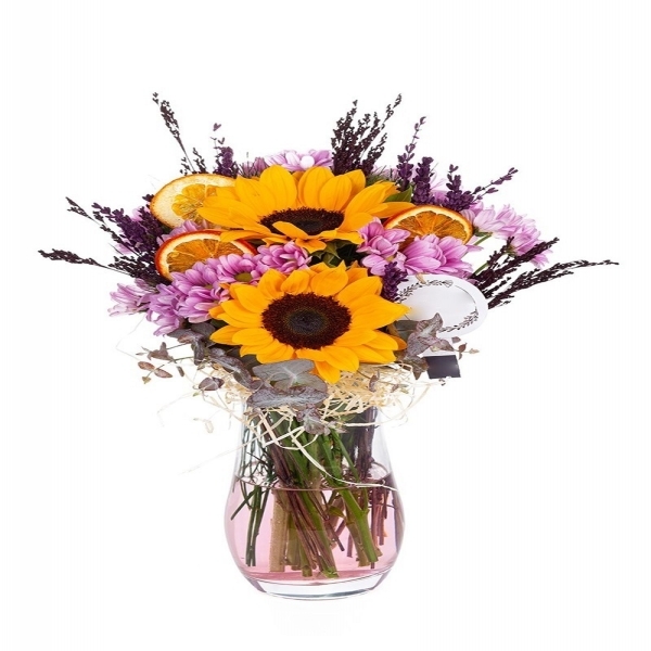  Marmaris Çiçek Gönder - Purple Daisy & Sunflower